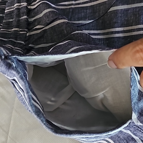 Cropped Linen blue and white pants - Picture 6 of 13